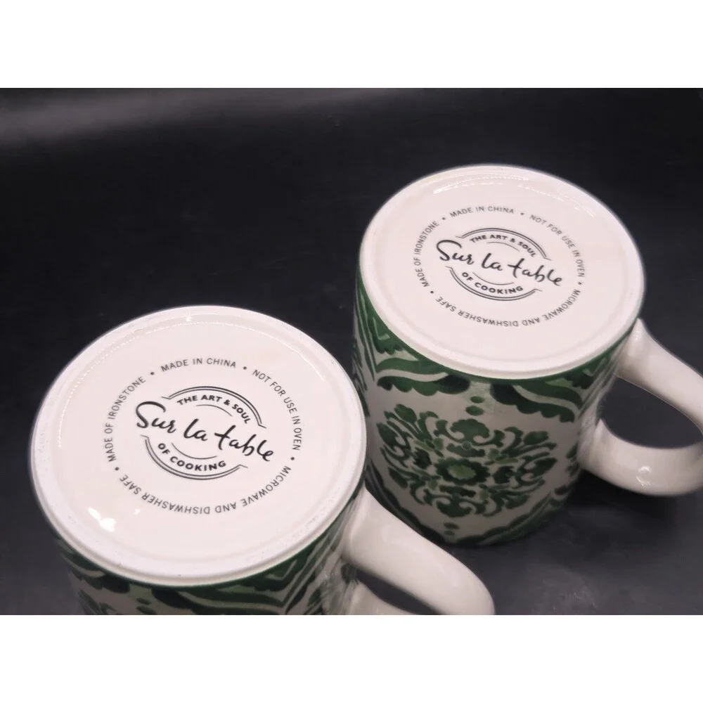 Sur La Table Coffee Mug Green Medallion Set Of 2 Designer